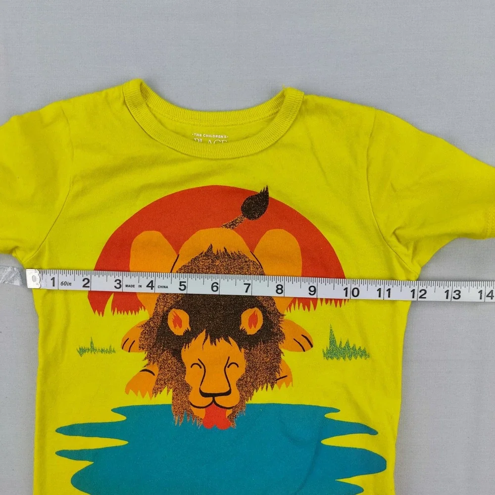 The Children's Place T-Shirt Unisex 3T Yellow Lion Graphic Safari Short Sleeve